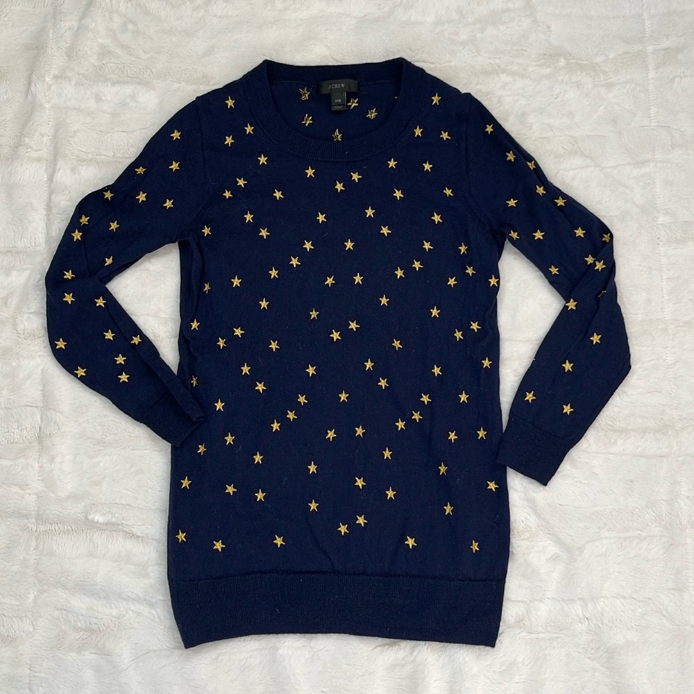 J. Crew 100% merino wool navy 3/4 sleeve xxs crew neck sweater